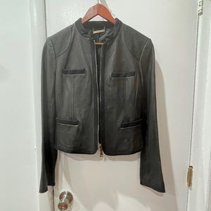 Diane Von Fürstenberg leather DVF Rococo leather biker jacket in Black
